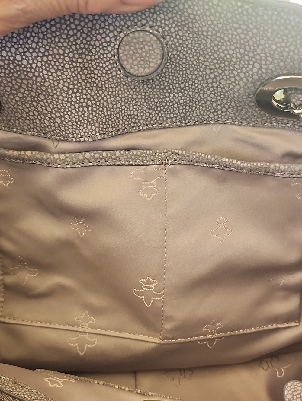 Judith Ripka  Metallic Pebbled Shoulder Bag - Silver Gray - Picture 10 of 13